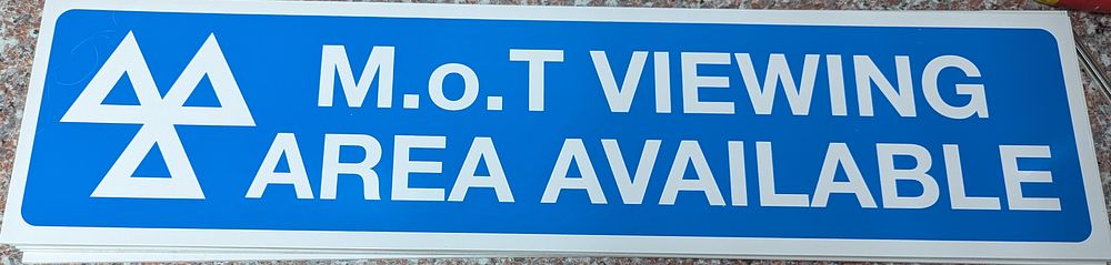 mot viewing area sign 60cm by 15cm