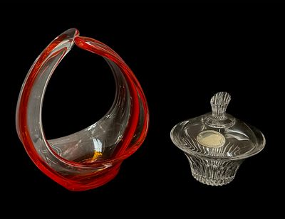 2 crystal and glass “Bonbonnieres”.