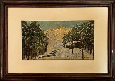 Oil painting on “platex”, Countryside landscape with house. Signed by VAZ PINTO, 88. Height 