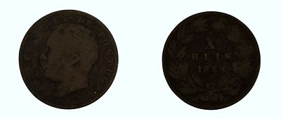 Moeda Portuguesa, em bronze, X Reis (1883) - D. Luiz I (1861-1889).