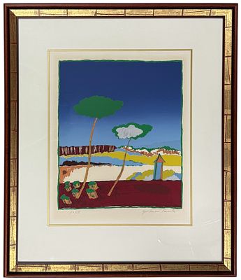 Serigrafia colorida, Paisagem. Ass. GUILHERME PARENTE (Guilherme Metzner Serra Parente, 1940-…) 