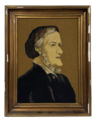Quadro-tapeçaria, Busto de Richard Wagner. Alt. 0,43 x 0,31.