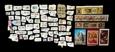 Lot of various stamps and postcards.
