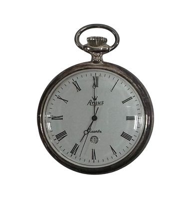 Argus quartz pocket watch with calendar and 925 silver case.