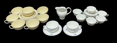 Milk jug, 9 teacups and 8 saucers, and 6 coffee cups and saucers, made of Vista Alegre 