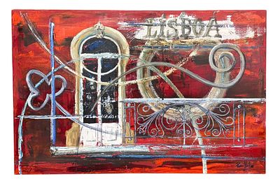 Oil painting on canvas, Lisbon. Signed PEDRO MARTINS. Height 0.66 x 1.00. Unframed.