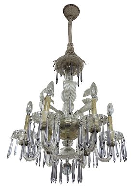 Ceiling lamp, in Murano glass, with six arms. Height 0.64 m. Diameter 0.56 m.