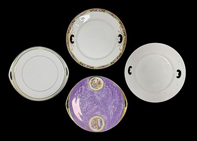 4 toast plates, in Vista Alegre porcelain, polychrome decoration with figures, flowers and 