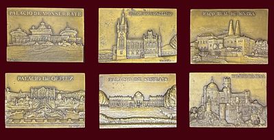Set of 6 bronze medals, Portuguese Palace. With matching case.