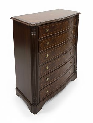 Tall mahogany chest of drawers with six drawers. Height 1.04 m. Length 0.89 m. Width 0.445 m.