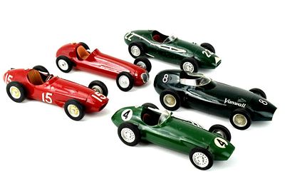 Lot 5 Vintage Merit England Race Cars. Very fine lot of 5 vintage race cars by A Merit Plastic 