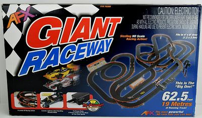NEW AFX Giant Raceway 62.5' HO Slot Car Track Set w/Tri-Power Pack. Condition is "New".Box is 