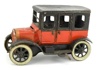 Rare Early Vintage Bing? Tinplate Wind Up Car. Early tin windup two doors car c.1910-20 by Bing 