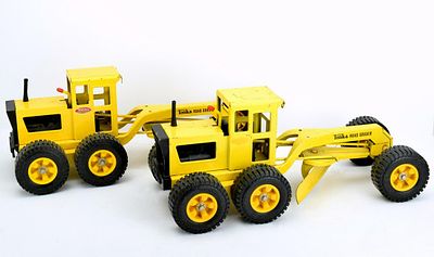 Pair Vintage 1970's Pressed Steel Tonka Toy Road Grader. Pair vintage 1970's Pressed Steel 