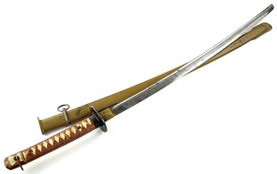 Japanese WWII Type 95 NCO Katana Sword with Iron Tsuba. WW2-era Type 95 NCO Katana with iron 