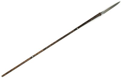 Good Early Japanese Samurai YARI Spear Head with Long 2-Mekugi Ana Tang. Probably Koto or Early 