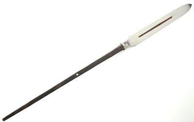 Good Signed Koto or Shinto era Japanese Samurai YARI Spear Head with Original Long Tang. Total 