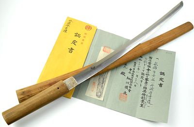 Antique Japanese Wakizashi Sword with With NBTHK Tokubetsu Kicho certification ~ Yoshimichi. Ant 