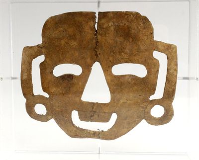 Extremely Rare Pre-Columbian Mayan Petrified Bone Death Mask. Extremely rare Mayan petrified 