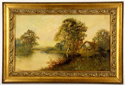 British Francis E.Jamieson Oil On Canvas Painting. Oil on canvas landscape painting by listed 