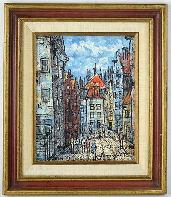 French Jean Hubert Gautier Oil On Canvas Painting. Signed oil on canvas by listed French artist 