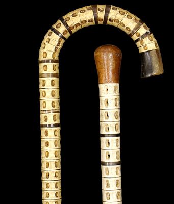 Lot of Two Nicely Decorated Canes Walking Sticks Total length : 34 3/4", and 36 3/4". No 