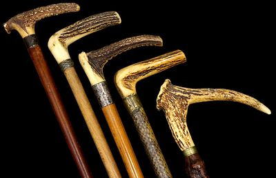 Lot of 5 Vintage Antique American Folk Art Carved Primitive Walking Canes Sticks Total length: 