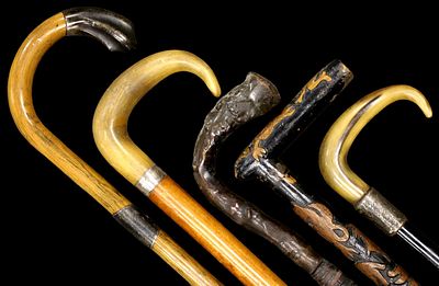 Lot of 5 Vintage Antique American Folk Art Carved Primitive Walking Canes Sticks Total length: 