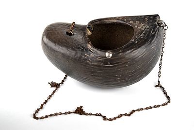Antique Kashkul Coco De Mer Palm Carved Beggar's Bowl. The beggar's bowl or "kashkul" was a sign 