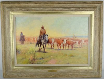 American Robert Pummill On The Sixes Oil On Canvas Painting. Very fine oil on canvas "On The 