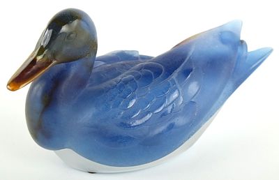 Rare Daum Crystal Glass Duck Keepsake Box. Daum France duck important box sculpture. Very rare. 