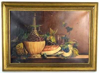 American School Antique Still Life Oil Painting. American school still life oil on canvas 
