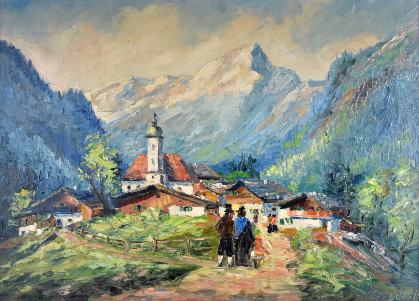 American/German Hans Ressdorf Oil On Canvas Landscape Painting