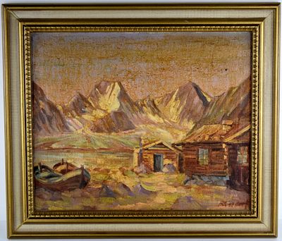 American/German Hans Ressdorf Oil On Canvas Landscape Painting. Oil on canvas landscape painting 