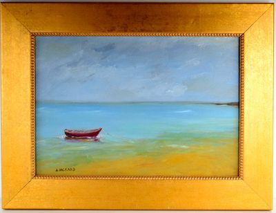 American Anne Packard Oil On Canvas Seascape Painting. Fine vintage oil on canvas seascape 