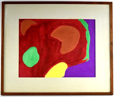 After British Patrick Heron Abstract Gouache On Board. Gouache on board abstract painting 
