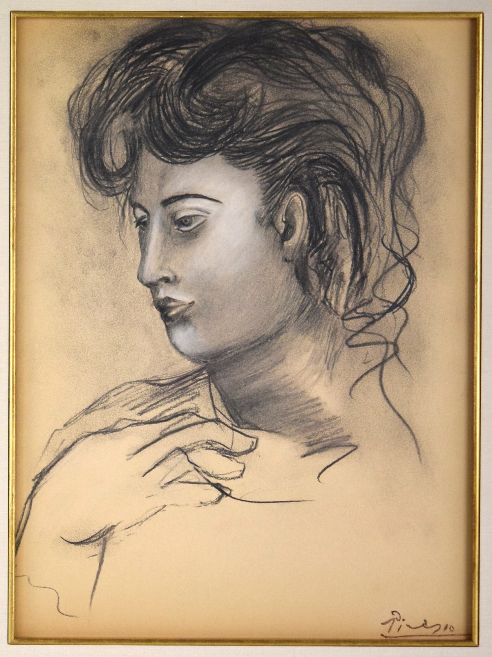 After Pablo Picasso Charcoal Drawing Portrait Of A Young Woman