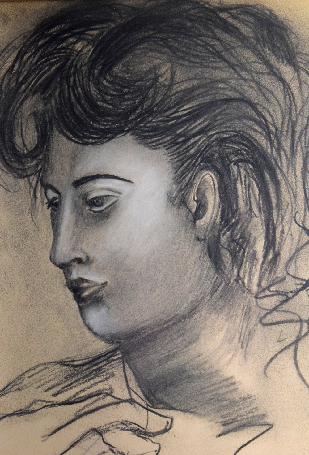 After Pablo Picasso Charcoal Drawing Portrait Of A Young Woman