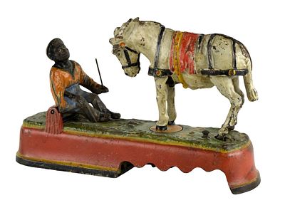Antique J. & E. Stevens Always Did Spise A Mule Mechanical Bank. Antique Mechanical Bank, "I 