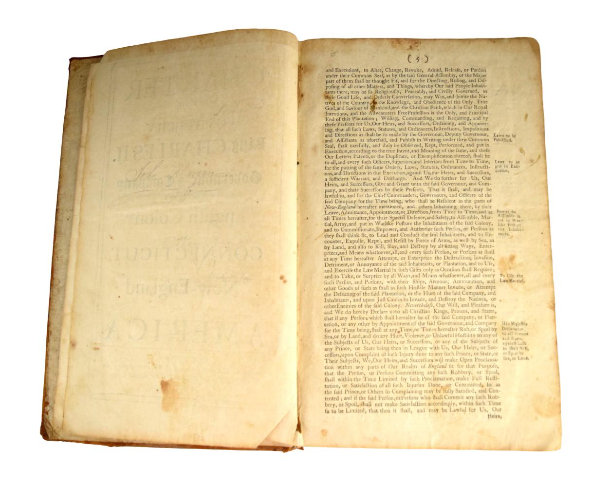 1750 Book Acts and Laws of His Majesty's English Colony of Connecticut in New-England in America
