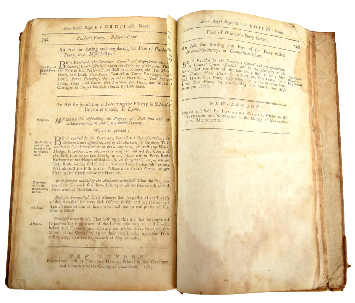 1750 Book Acts and Laws of His Majesty's English Colony of Connecticut in New-England in America