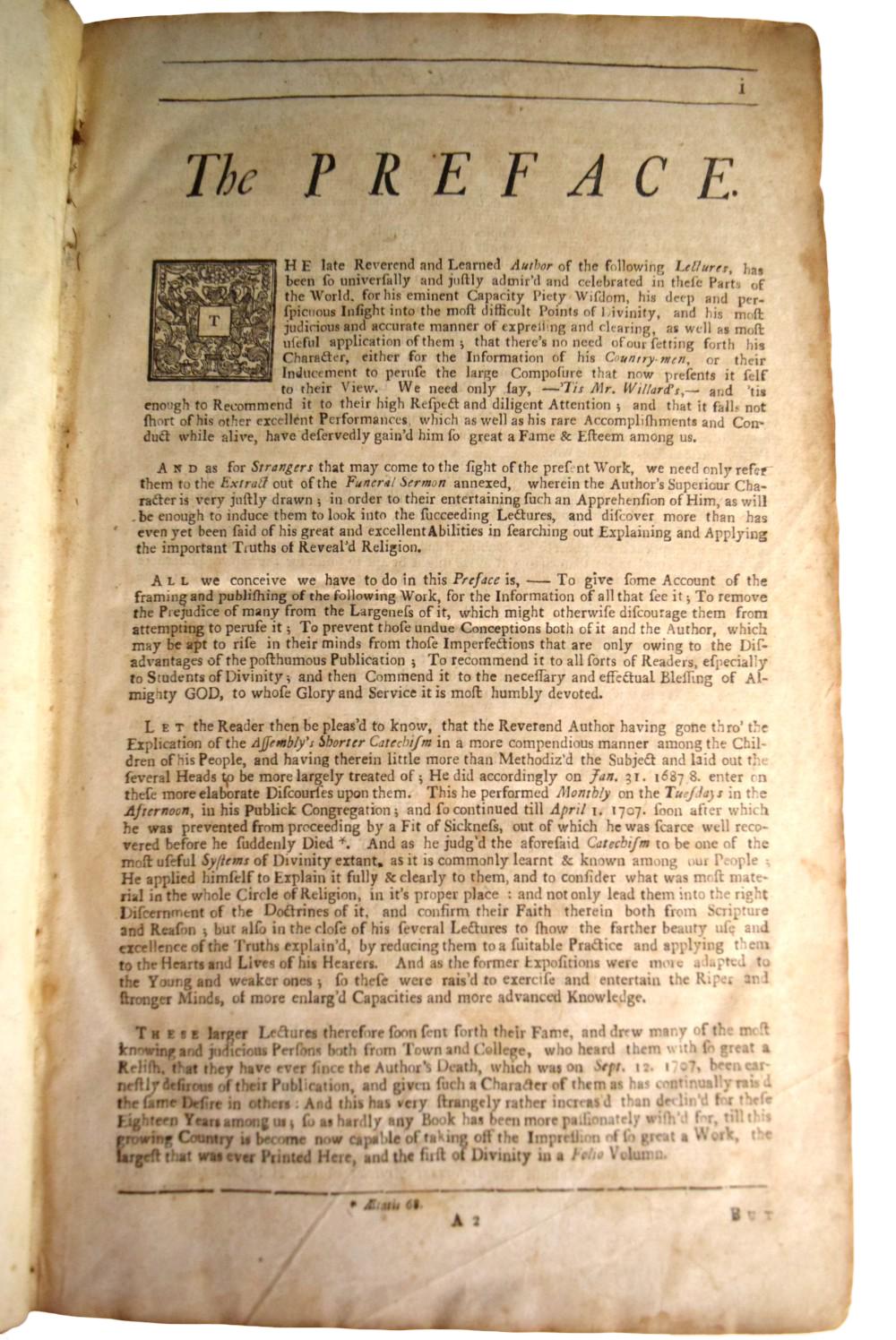 1726 Complete Body of Divinity by Samuel Willard 1st Edition