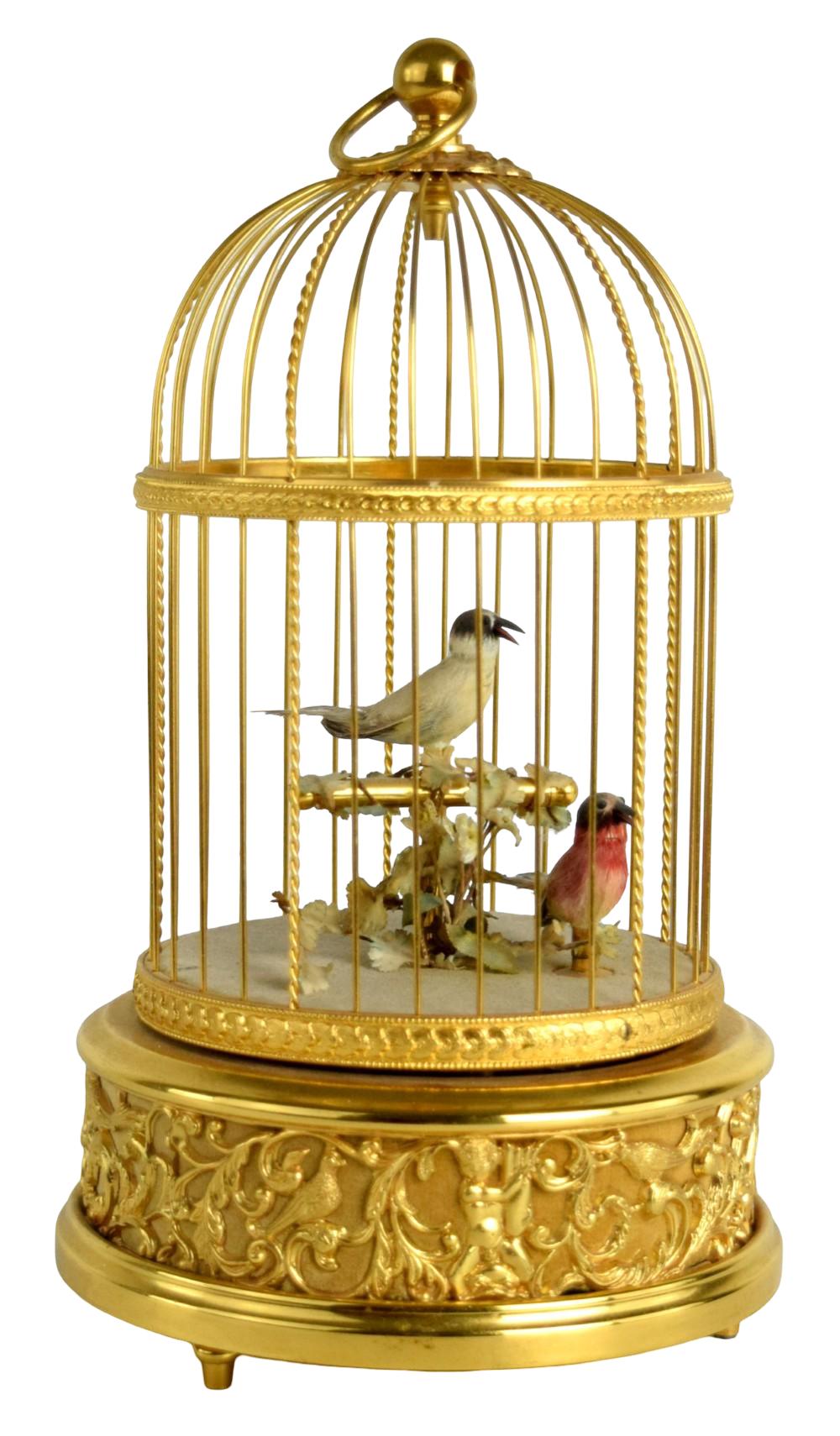 Antique Swiss Reuge Singing 2 Birds Music Box Cage