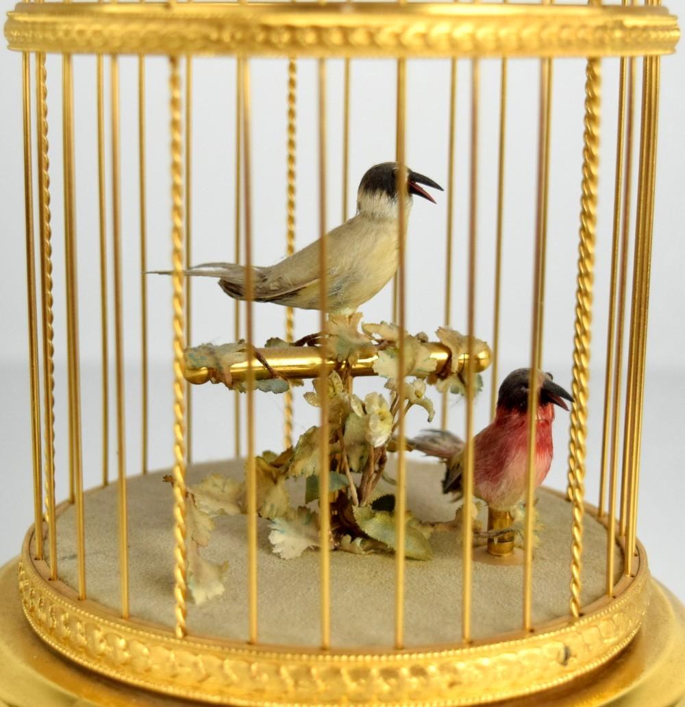 Antique Swiss Reuge Singing 2 Birds Music Box Cage