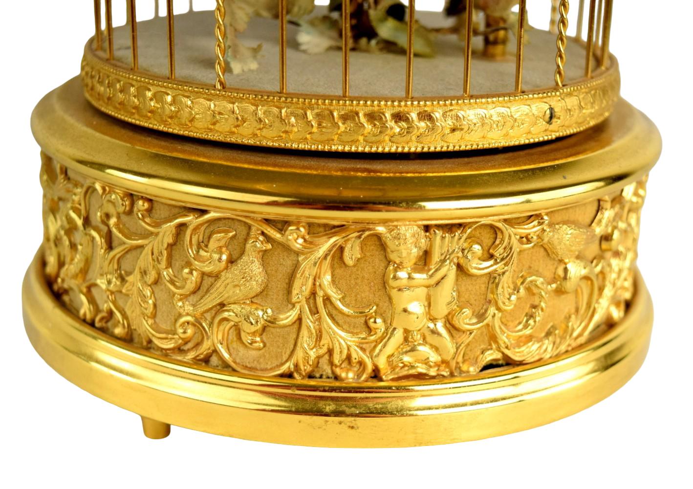 Antique Swiss Reuge Singing 2 Birds Music Box Cage