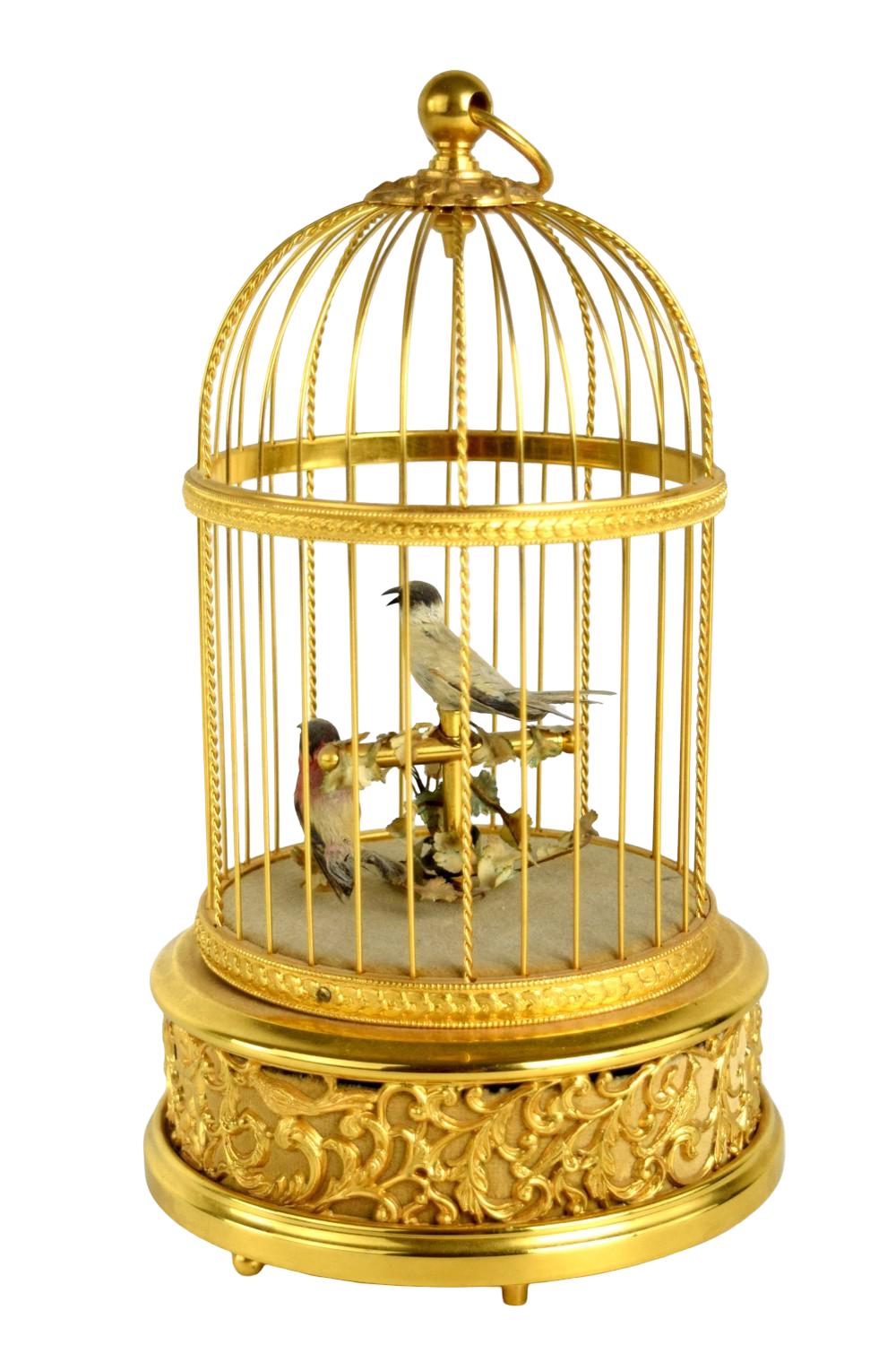 Antique Swiss Reuge Singing 2 Birds Music Box Cage