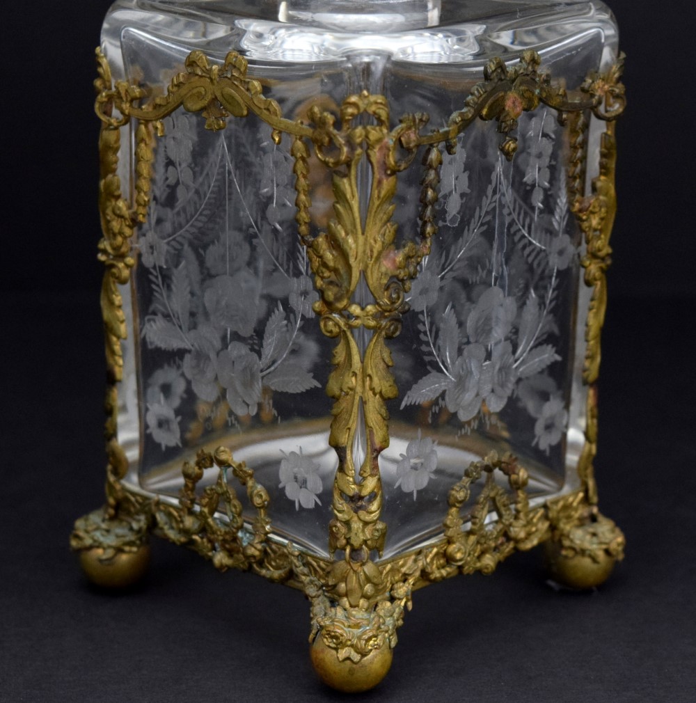 Antique Ormolu Bronze Mounted Glass French Perfume Scene Bottle