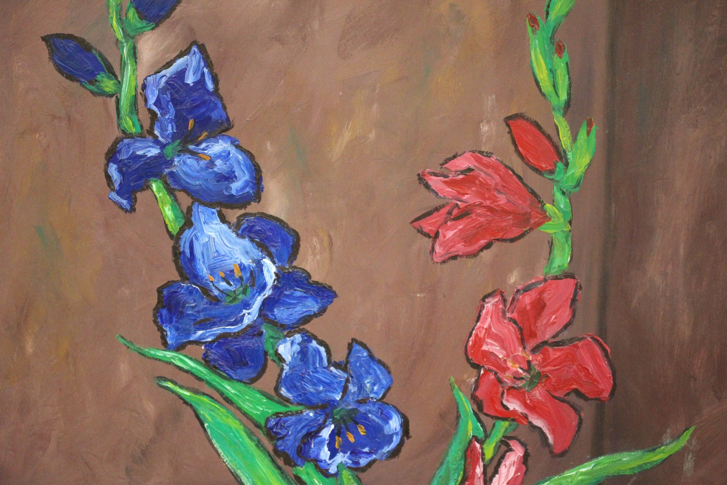 American Romanian Gershon Benjamin Irises In Vase Oil on Board