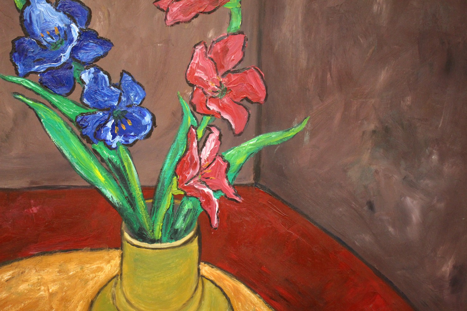 American Romanian Gershon Benjamin Irises In Vase Oil on Board