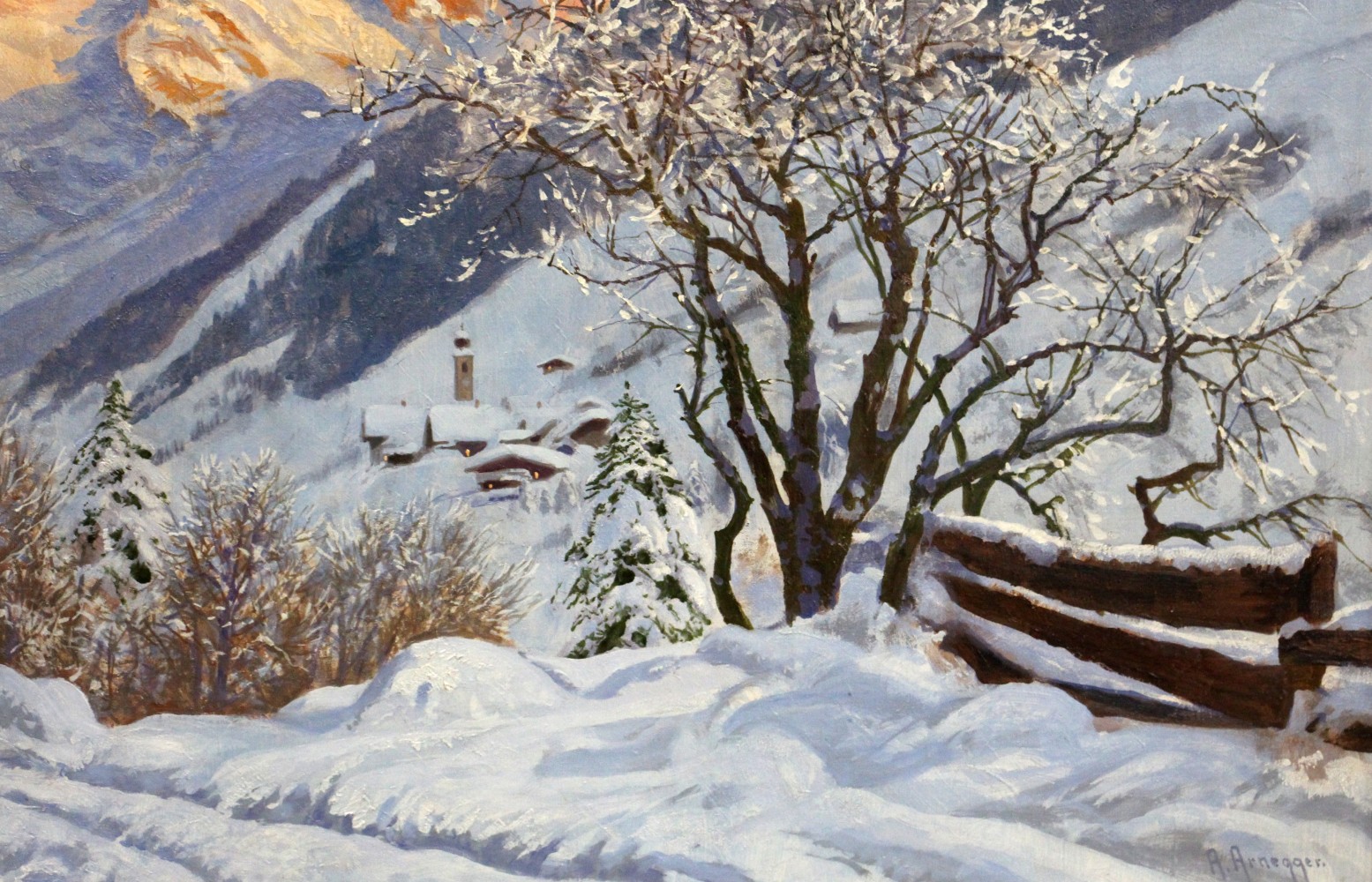 Austrian Alois Arnegger Oil On Canvas Landscape Painting